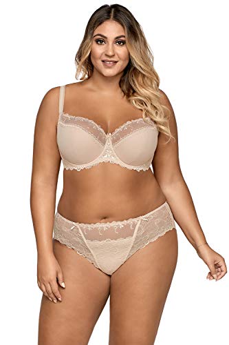 AVA Damen Bügel BH Dessous Stickerei Halbgepolstert Schleife Träger 1030, Beige,100F von AVA