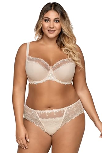 AVA Damen Bügel BH Dessous Stickerei Halbgepolstert Schleife Träger 1030, Beige,90G von AVA