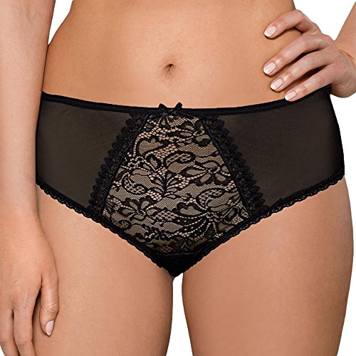 AVA 1396 Slips Damen Unterhosen Unterwäsche Spitze Gemustert Setteil, Schwarz,XL von AVA