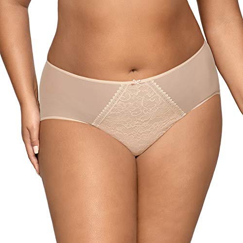 AVA 1396 Slips Damen Unterhosen Unterwäsche Spitze Gemustert Setteil, Beige,3XL von AVA