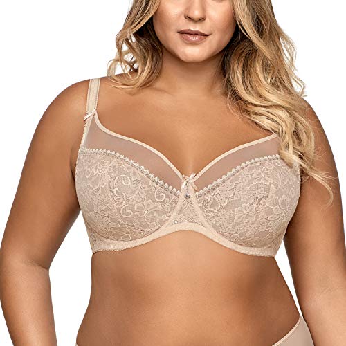 AVA 1396 Soft BH Damen Unterwäsche Gemustert Seitenstäbchen Regulierbar Setteil, Beige,100B von AVA