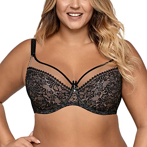 AVA 1396 Soft BH Damen Unterwäsche Gemustert Seitenstäbchen Regulierbar Setteil, Schwarz,85E von AVA