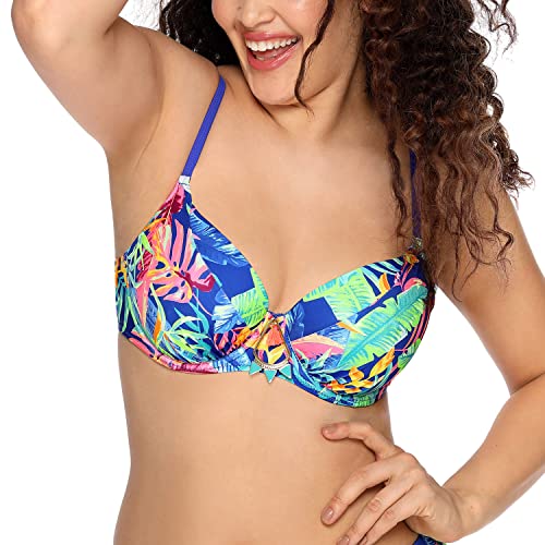 AVA Bikini-BH Dame Bademode Bikinioberteil Gemustert Bügel EU SK-143, Blau,100C von AVA