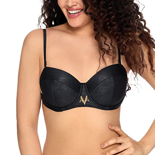 AVA Bikini BH Oberteil Abnehmbare Träger Bügel Sommer Bademode Strandmode SK-148, Schwarz,75A von AVA