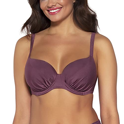 AVA Dame Bikini-BH Oberteil Gepolsterte Cups Bügel Glänzend Sommer Bademode Strandmode SK-168/1, Violett,70F von AVA