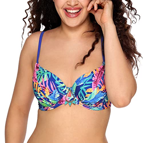 AVA Dame Bikini BH Oberteil Soft Cups Bademode Strandmode Bunt Gemustert SK-144, Blau,90C von AVA