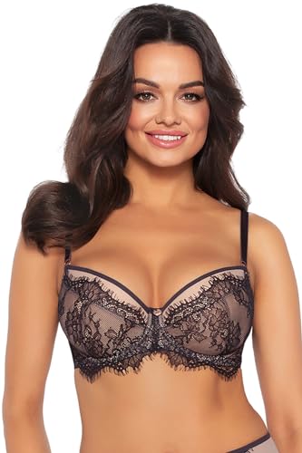 AVA Dame Push-Up BH Spitze Netz Klassisch Sinnlich Gemustert 2007 Jardin, Braun,65D von AVA