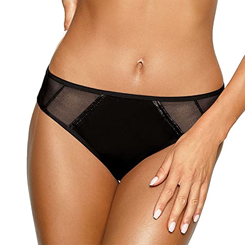 AVA Dame Slip Musterlos Unterhose Tüllnetz Gummiband Bund 1923 Protea, Schwarz,M von AVA