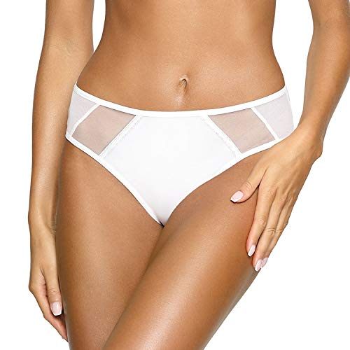 AVA Dame Slip Musterlos Unterhose Tüllnetz Gummiband Bund 1923 Protea, Weiß,L von AVA