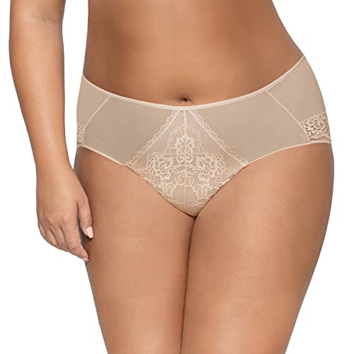 AVA Dame Slip Zweifarbig Klassisch Spitze Netz Tüll Voll 1824/1 Venus, Beige,XL von AVA