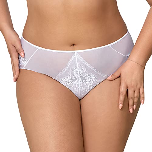 AVA Dame Slip Zweifarbig Klassisch Spitze Netz Tüll Voll 1824/1 Venus, Weiß,XL von AVA