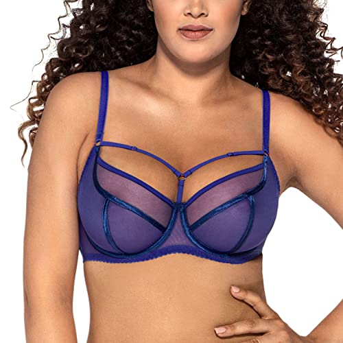 AVA Dame Soft-BH Netz Streifen Musterlos Träger Glänzend 1923 Protea, Blau,70D von AVA