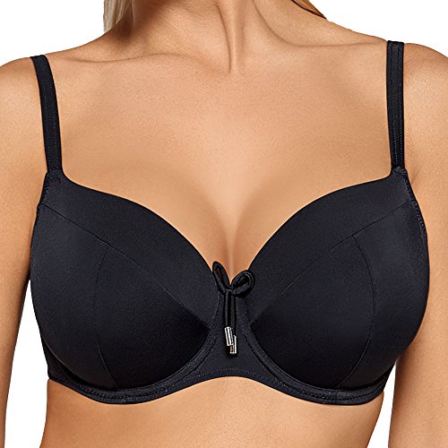 AVA Damen Bikini Oberteil Bademode Musterlos Bügel Regulierbar SK-13, Schwarz,100B von AVA