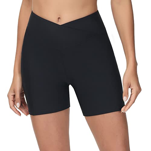 AVACOO Damen Badehose High Waist Badeshorts Wassersport Schwimmshorts Bauch Weg Sport Bikini Shorts Strandshorts von AVACOO