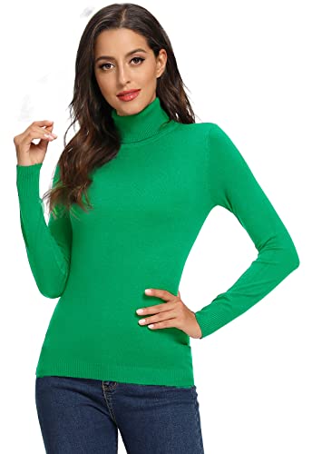 AVACOO Damen Rollkragenpullover Strickpullover Basic Super Soft Pullover 2025 Grün XL 42 von AVACOO