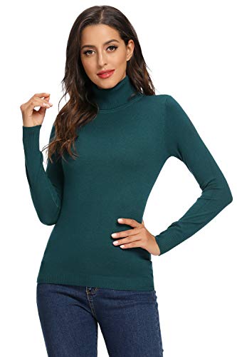 AVACOO Damen Rollkragenpullover Strickpullover Basic Super Soft Pullover 2025 Türkis L 40 von AVACOO