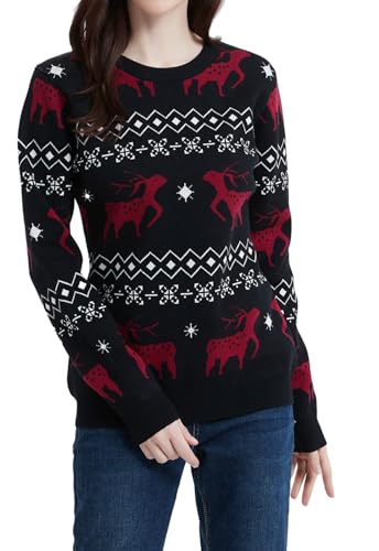 AVACOO Damen Strickpullover Weihnachten Pullover Rentier Weihnachtspullover Lustig Sweatshirt Kuschelig Langarm Shirt S von AVACOO