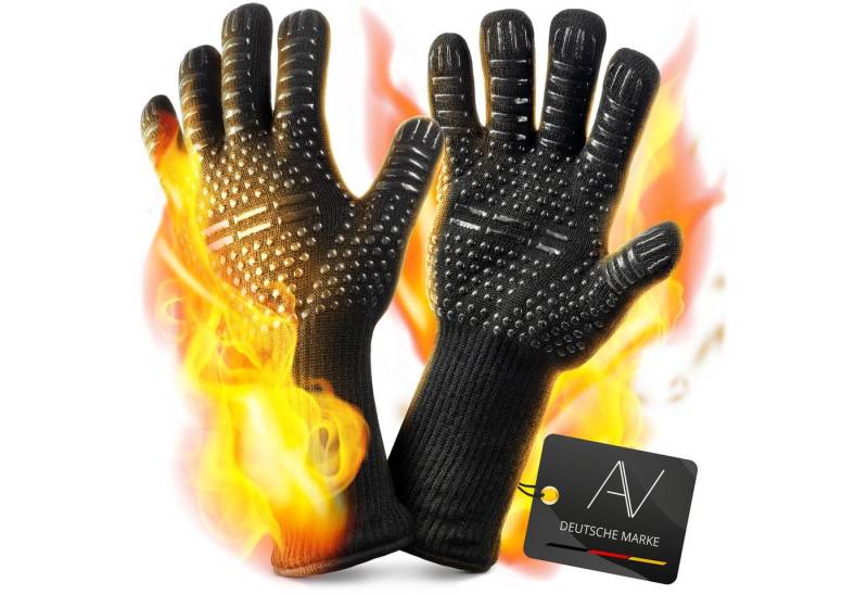 AVANA Grillhandschuhe Aramid Ofenhandschuhe Backhandschuhe Topfhandschuhe BBQ Handschuhe, Hitzebeständig bis zu 800 ° C, Schwarz von AVANA