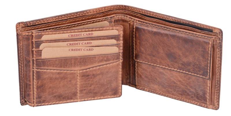 AVANCE Geldbörse Herrenbörse Herren Geldbörse Leder querformat, braun von AVANCE