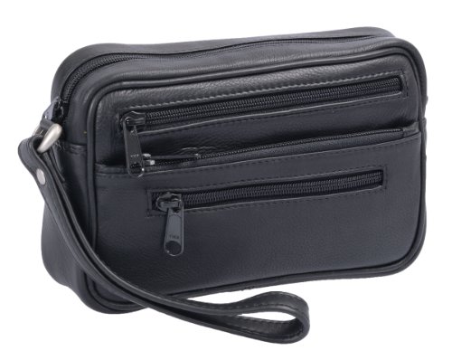 AVANCO Leder Handgelenktasche für Männer aus Rindleder (126D) Herrentasche echtes Leder Tasche Bag Neu, Schwarz, Einheitsgröße von AVANCO