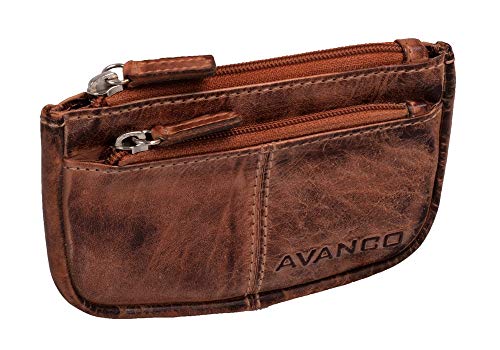 AVANCO Schlüsseltasche Schlüsseletui 21- (393D) Leder Schlüsselmäppchen mit 2 Ringe Haken Neu von AVANCO