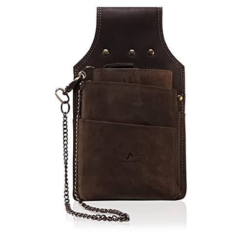 AVANCO Leder-Kellnertaschen-Set, Kellner-Holster, Kellner-Geldbörse, 182D, Kellner-Geldbörse, Kellner-Tasche, Kellner-Set, Taxi-Geldbörsen-Holster, Kellner-Holster-Brieftasche, Braun, Braun, Standardg von AVANCO