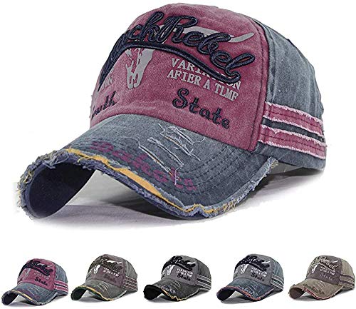 AVASAGS Baseball Kappe für Männer und Frauen, Vintage Baseballmütze Basecap Baseballcap, Outdoor Freizeit Einstellbare Retro Mützen Caps Kappe (A-Rot) von AVASAGS