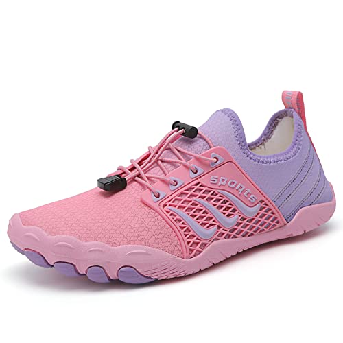 AVASAGS Damen Herren Strandschuhe Barfußschuhe Wasserschuhe Aquaschuhe Schnelltrocknend Breathable Schwimmschuhe rutschfest (Rosa-Blau, eu_Footwear_Size_System, Adult, Numeric, medium, Numeric_40) von AVASAGS