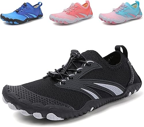 AVASAGS Damen Herren Strandschuhe Barfußschuhe Wasserschuhe Aquaschuhe Schnelltrocknend Breathable Schwimmschuhe rutschfest (Schwarz, eu_Footwear_Size_System, Adult, Numeric, medium, Numeric_45) von AVASAGS