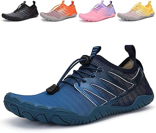 AVASAGS Damen Herren Strandschuhe Barfußschuhe Wasserschuhe Aquaschuhe Schnelltrocknend Breathable Schwimmschuhe rutschfest (Tiefblau, eu_Footwear_Size_System, Adult, Numeric, medium, Numeric_38) von AVASAGS