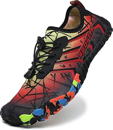 AVASAGS Unisex Badeschuhe Damen Herren Strandschuhe Schnell Wasserschuhe Drainagelöcher Strand Schwimmschuhe Barfußschuhe (Rot, eu_Footwear_Size_System, Adult, Numeric, medium, Numeric_44) von AVASAGS