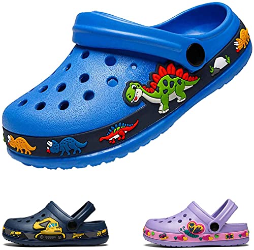 AVASAGS Unisex Kinder Clogs Pantoletten Mädchen Atmungsaktiv Hausschuhe Sandalen Jungen Badeschuhe Pantoletten rutschfeste Gartenschuhe (Blau, 24) von AVASAGS