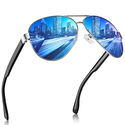 AVAWAY Retro Polarisierte Herren Sonnenbrille Metall Pilotenbrille Acetat Material UV400 Schutz Unisex Klassische Entworf für Fahren Fotografie Angeln-gehen Wandern von AVAWAY