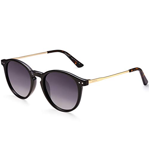 AVAWAY Retro Vintage Polarisierte Sonnenbrille Damen Runde UV400 Schutzbrille mit Leichte Rahmen von AVAWAY