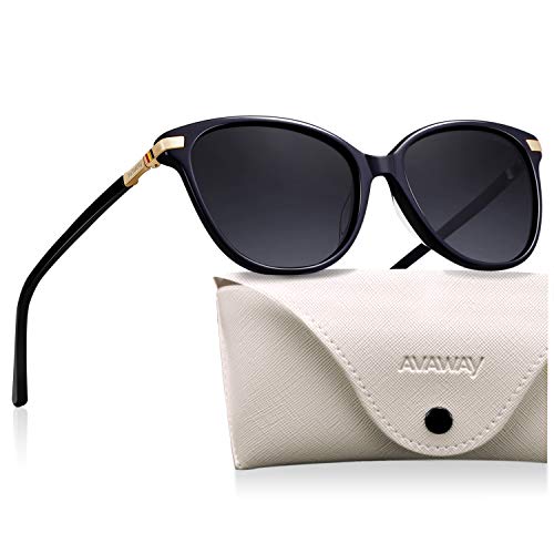 AVAWAY Retro polarisierte Sonnenbrille für Damen UV-Schutz Damenbrille für Fotografie Wandern Reisen Fahren Kategorie 3 Vintage Acetat Rahmen von AVAWAY