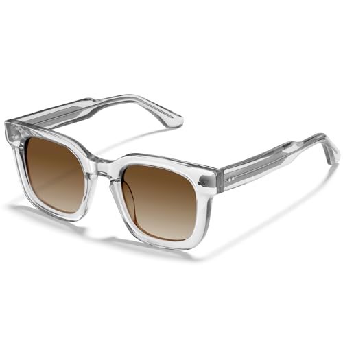 AVAWAY Klassisch Polarisierte Sonnenbrille Herren Klein Quadrat Shape Rahmen Acetat Mode Vintage UV400 Schutz Brille von AVAWAY