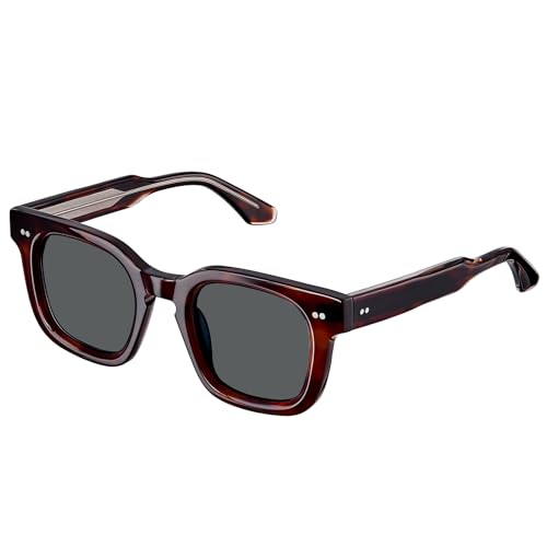 AVAWAY Klassisch Polarisierte Sonnenbrille Herren Klein Quadrat Shape Rahmen Acetat Mode Vintage UV400 Schutz Brille von AVAWAY