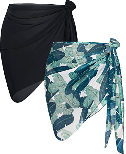AVAYUU 2 Stück Damen Strand Wrap Sarong Vertuschung Chiffon Badeanzug Kurz Bikini Cover up Wickelröcke Leopard Blätter Kokospalme Sexy Pareos Strandtuch Strandkleid Tücher Sommer L-XXL AVAYUU 2 Stück Damen Strand Wrap Sarong Vertuschung Chiffon Badeanzug Kurz Bikini Cover up Wickelröcke Leopard Blätter Kokospalme Sexy Pareos Strandtuch Strandkleid Tücher Sommer L-XXL von AVAYUU