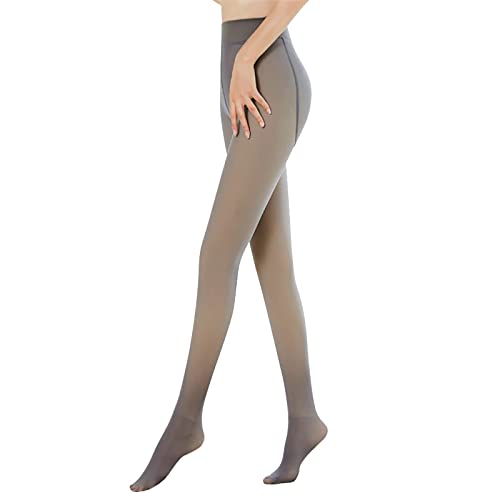 AVAYUU Strumpfhose Damen Fleece Thermostrumpfhosen Gefütterte Winter Thermohose Plüschstrümpfe Pantyhose Schwarz Gefälschte Durchsichtig Warmer Leggings Hose Grau 200G M von AVAYUU