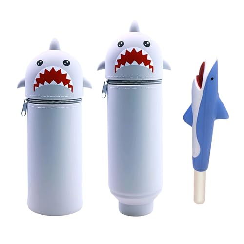 AVCXEC Kawaii Federmäppchen, 2 in 1 Silikon Federmäppchen mit Gelschreiber Teleskopisch Unisex Kapazität Mäppchen Stand Up Mäppchen Cartoon Bleistifthalter mit Reißverschluss für Jungen und Mädchen von AVCXEC