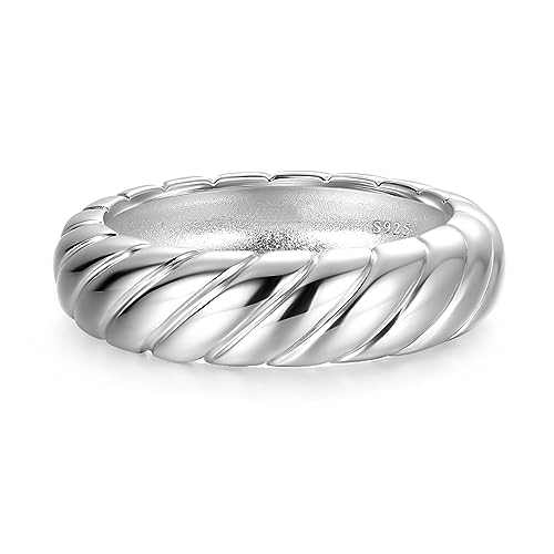 AVECON 925 Sterling Silber Ring für Herren Damen, 6mm Breite Twist Kabel Eheringe Verlobungsring Klassisch Modern Schmuck Größe 60(19.1) von AVECON