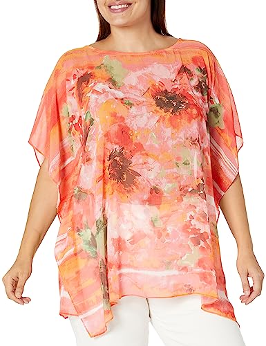 Avenue Damen Plus Size Poncho Aquarell Bluse, Wasserfarbe, 50 Mehr von AVENUE