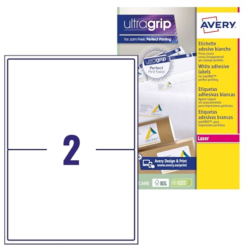 Avery L7168 – 15 Stück 30 Etiketten Laser 199,6 x 143,5 mm, weiß von AVERY