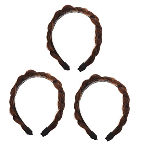 3 Stück Zopf-Stirnband, geflochtene Perücke, Damen-Haarspangen, Damen-Stirnbänder, Thing 1 und Thing 2 Stirnbänder, Haargummis for Damenhaar, 2 Stränge, synthetisches Haar, geflochtenes Stirnband, Ant von AVFORA