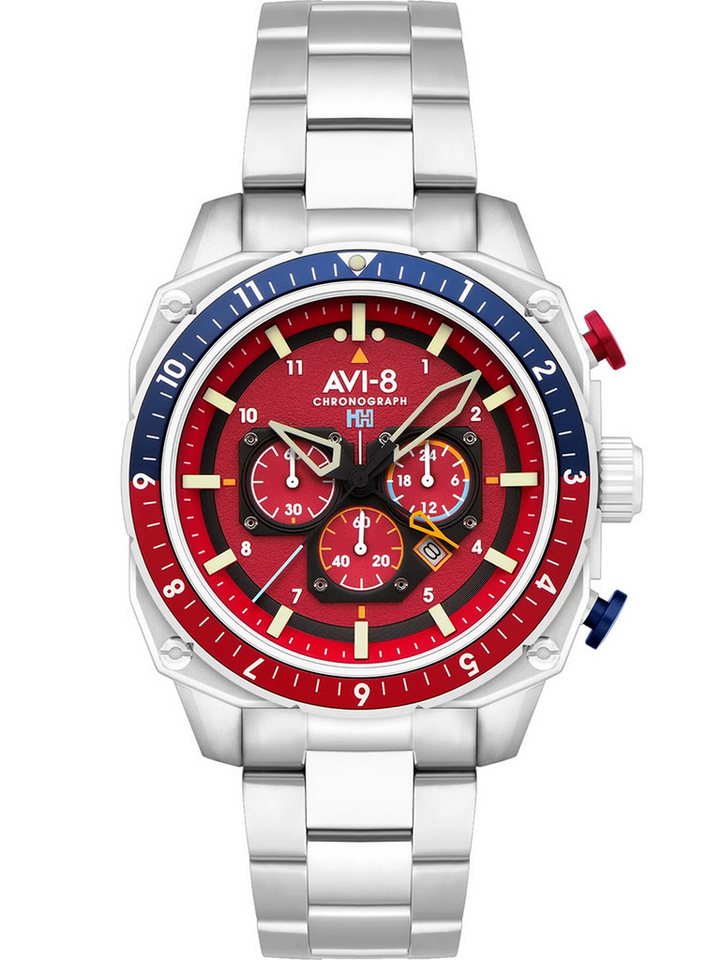 AVI-8 Quarzuhr AVI-8 AV-4100-22 Herrenuhr Hawker Hunter Dual Time Chronograph 43mm 5A AVI-8 AV-4100-22 Herrenuhr Hawker Hunter Dual Time Chronograph 43mm 5ATM von AVI-8