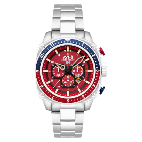 AVI-8 Hawker Hunter Atlas Dual Time Chronograph Purpur Rot von AVI-8
