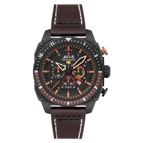 AVI-8 Hawker Hunter Atlas Dual Time Chronograph Ruß schwarz von AVI-8