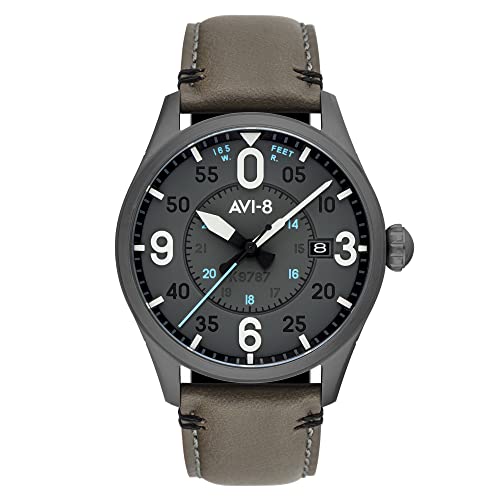AVI-8 Herren 42mm Spitfire Smith Automatik Salisbury Uhr mit Lederarmband AV-4090-04 von AVI-8