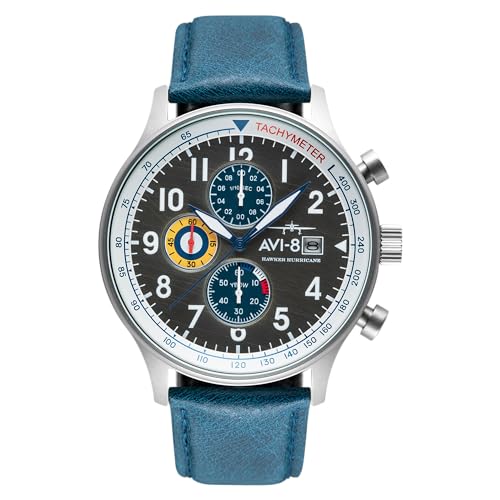 AVI-8 Pilot Hawker Hurricane Herren-Armbanduhr Japanisch Quarz AV-4011-0F, Wimpel Blau von AVI-8
