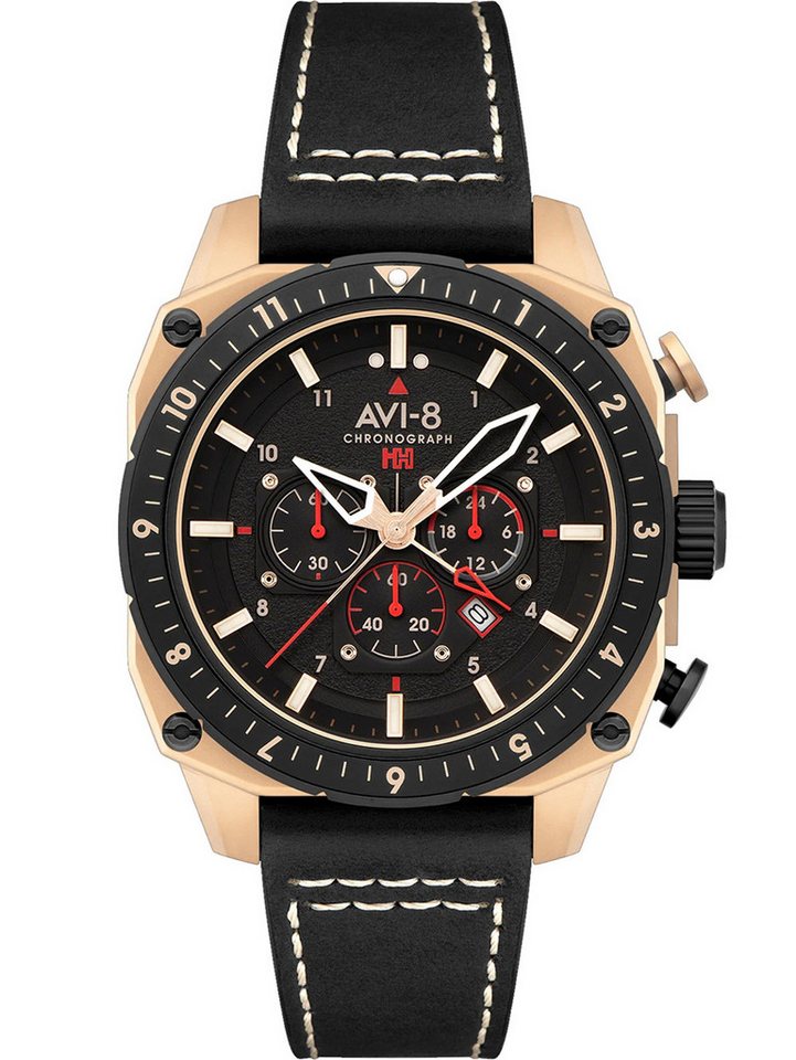 AVI-8 Quarzuhr AVI-8 AV-4100-06 Herrenuhr Hawker Hunter Dual Time Chronograph 43mm 5A AVI-8 AV-4100-06 Herrenuhr Hawker Hunter Dual Time Chronograph 43mm 5ATM von AVI-8